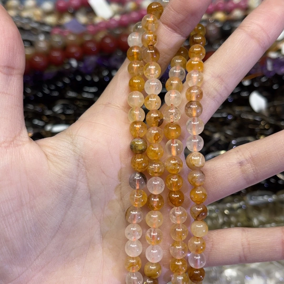 玛瑙/玉髓散珠黄胶花卡6.7一条