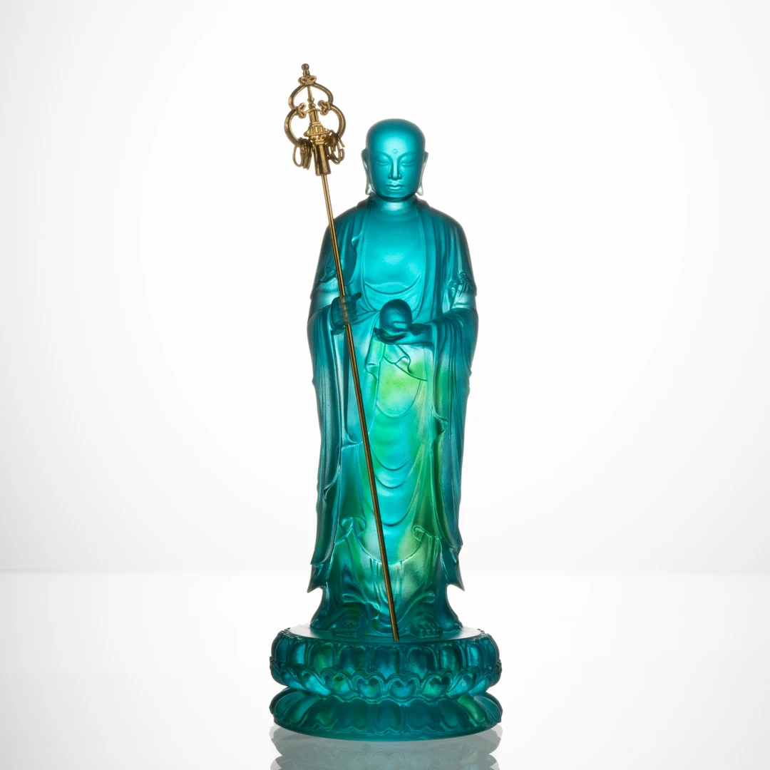 采莲东方美学会客厅【地藏菩萨】极简轻奢新中式水晶琉璃摆件