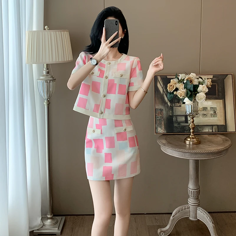 夏季小个子减龄气质女神范高端洋气时尚小香风套装裙短裙两件套女