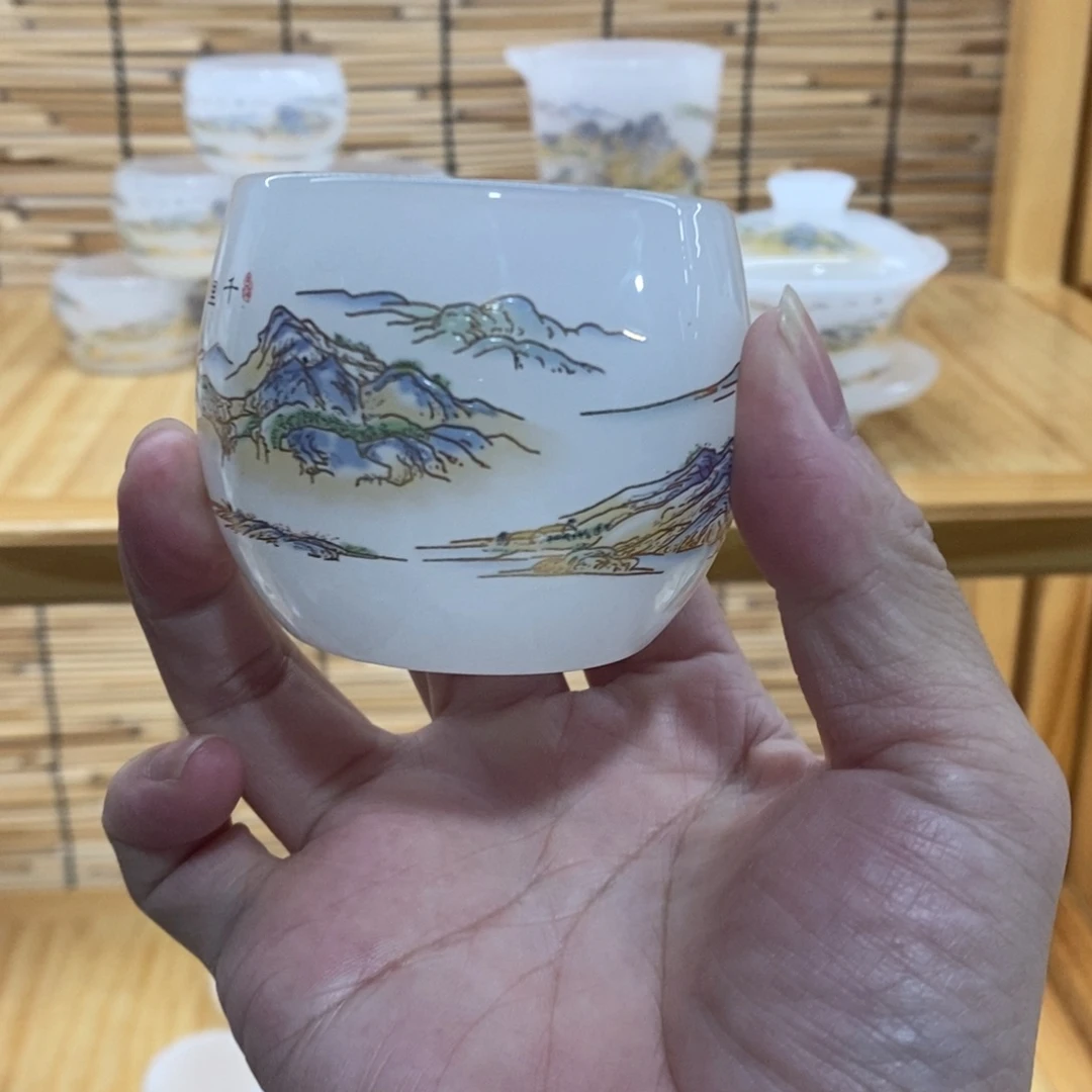 琉璃手工艺品千里江山图主人杯