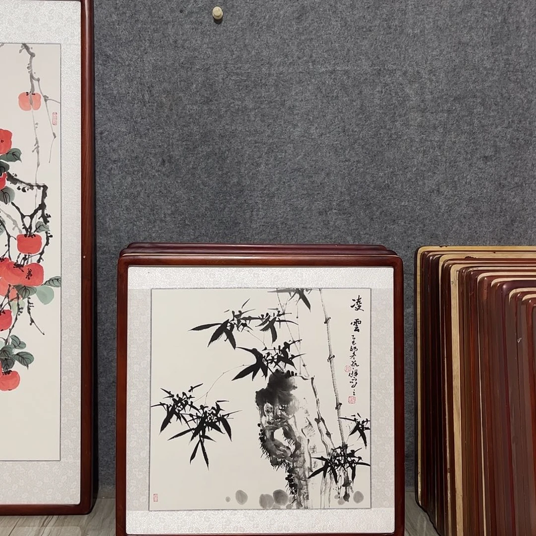 国画书画作品带框63×63
