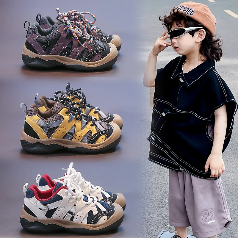 2025年秋季新款男女童轻便舒适运动鞋拼色户外休闲跑步鞋 6818 TY