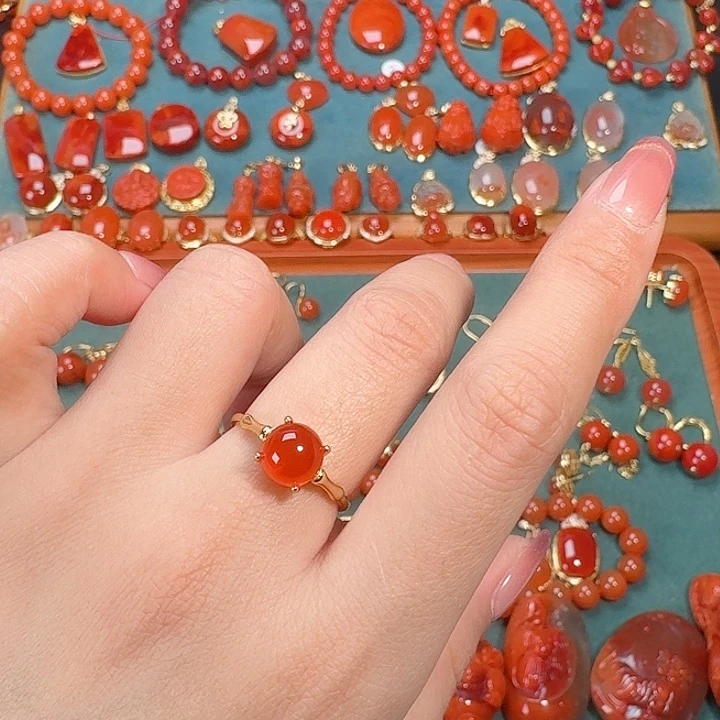 天***》南红玛瑙银S925镶嵌戒指