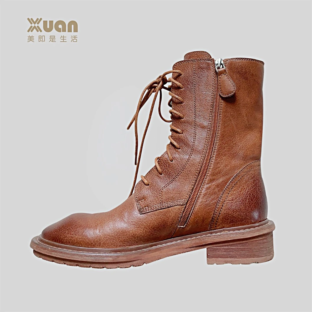 英式复古纯皮马丁靴-微瑕-介意勿拍时尚百搭王璇原创设计