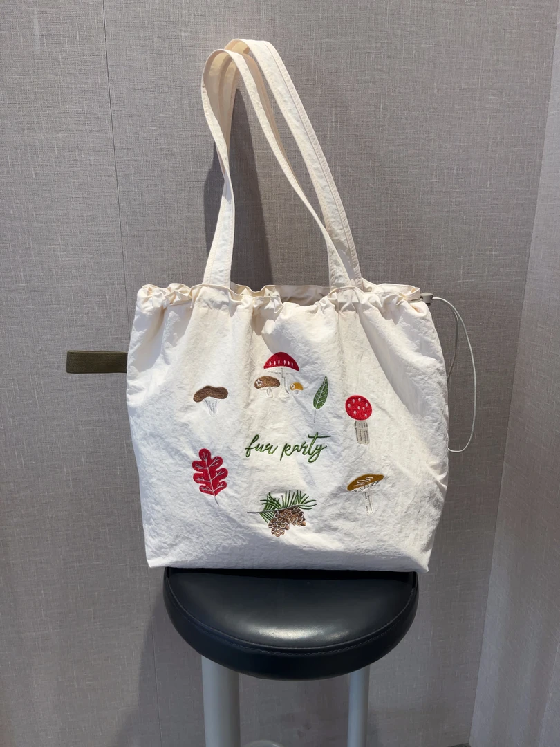 阿紫2025新款刺绣抽绳（双层）韩系包包直播