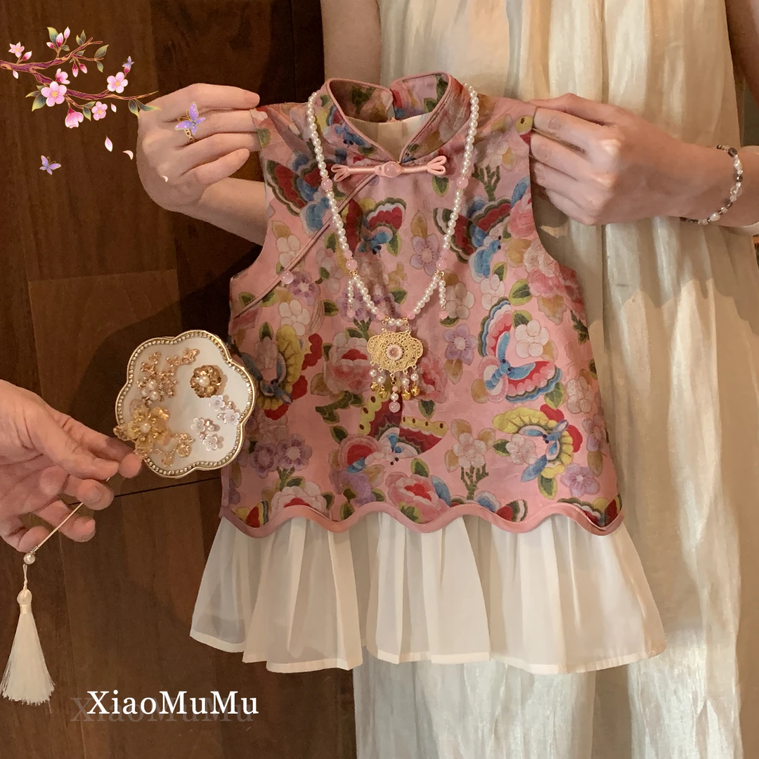 【现货】女童国风连衣裙夏天2025新款周岁小童女宝宝背心裙洋气古风