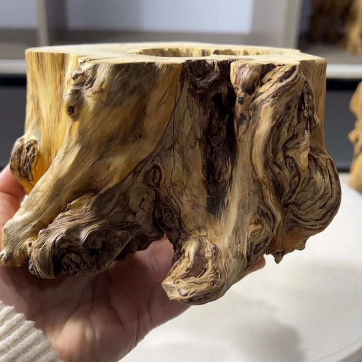 木石榴木榴疤镂空底座摆件