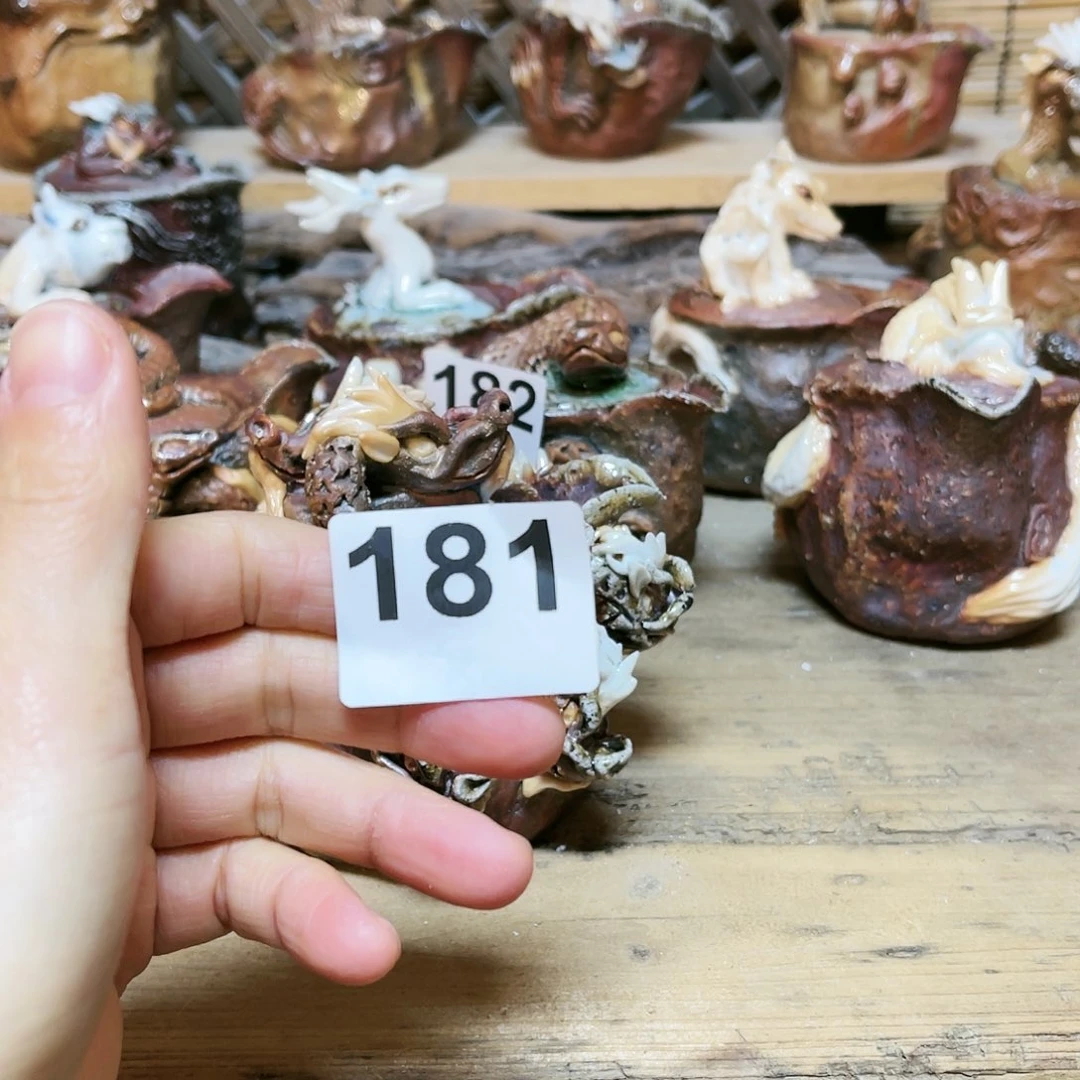 杯淡*了柴烧粗陶手捏宝瓶