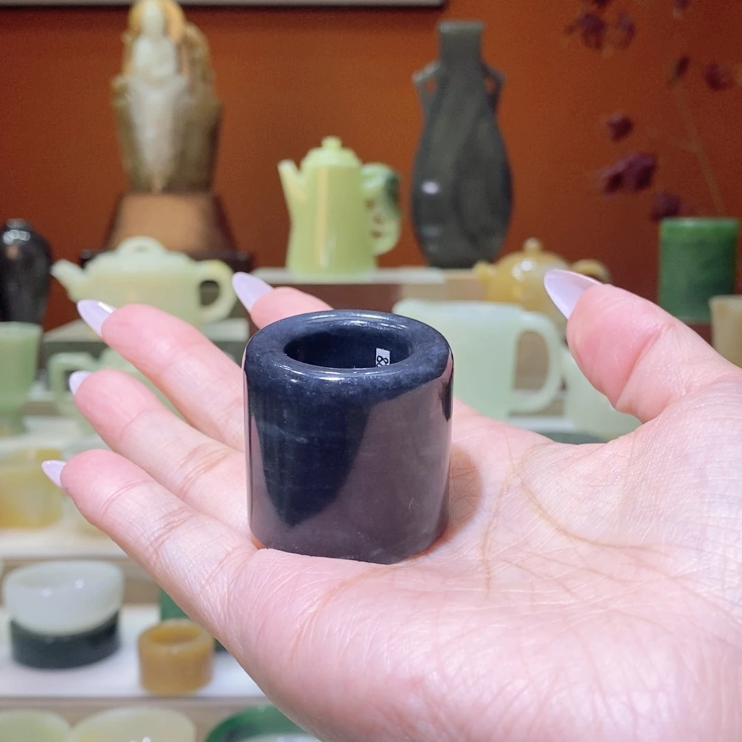 未镶嵌和田玉把件和田玉青花墨玉扳指22mm