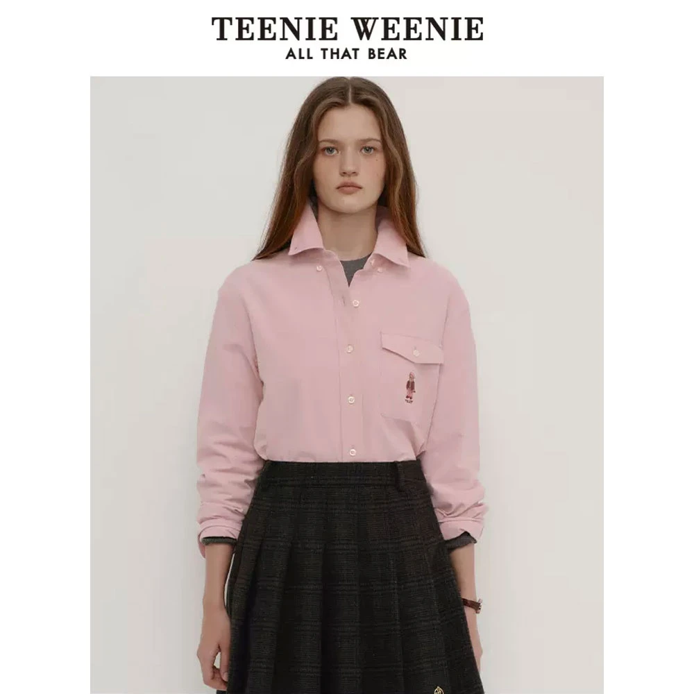 *【赵露思同款】TeenieWeenie小熊牛津纺磨毛长袖衬衫女TTYW256308R