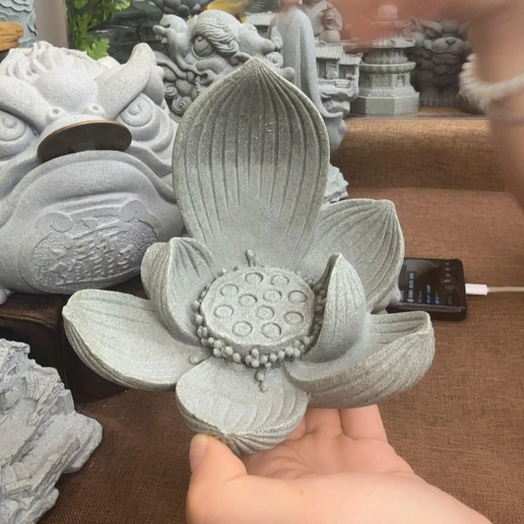 石材青砂石花瓣莲花底座