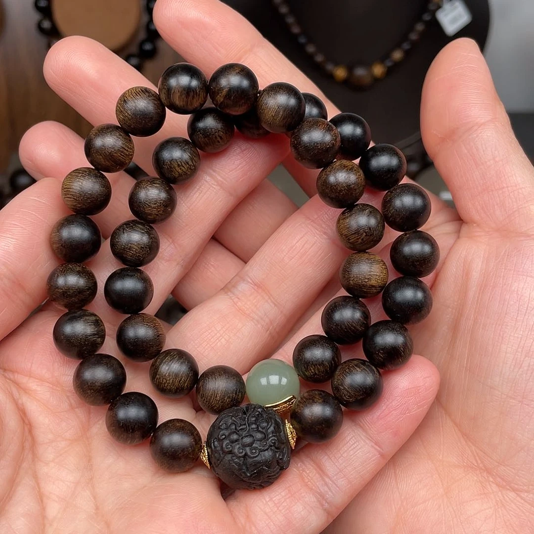 沉香手串越南芽庄白棋1.0雷击瘤疤