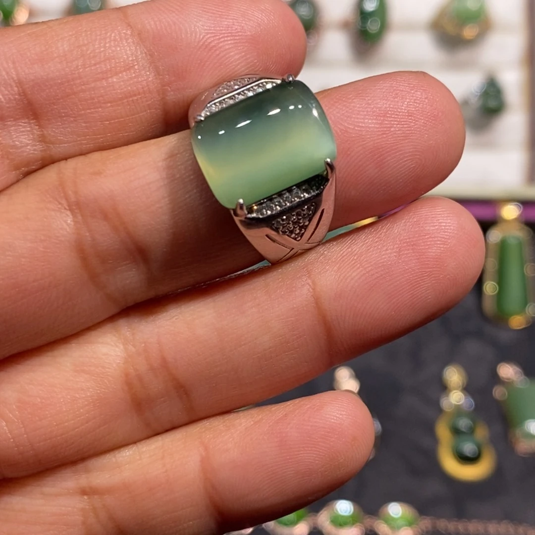 和田玉（碧玉）颈饰银S925镀金镶嵌若*