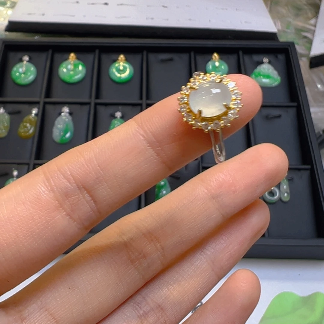 翡翠银S925镶嵌戒指