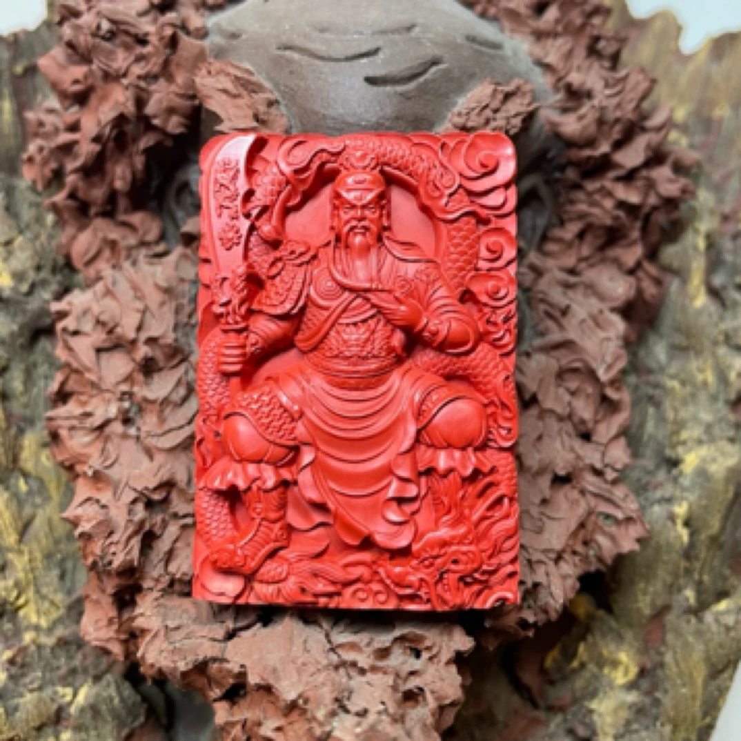 含辰砂工艺品朱砂立刀关公精品脖挂牌子