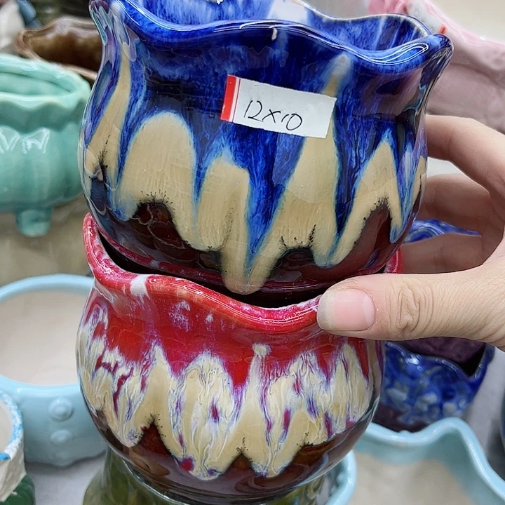 多肉绿植陶瓷花盆9.9包邮，有孔