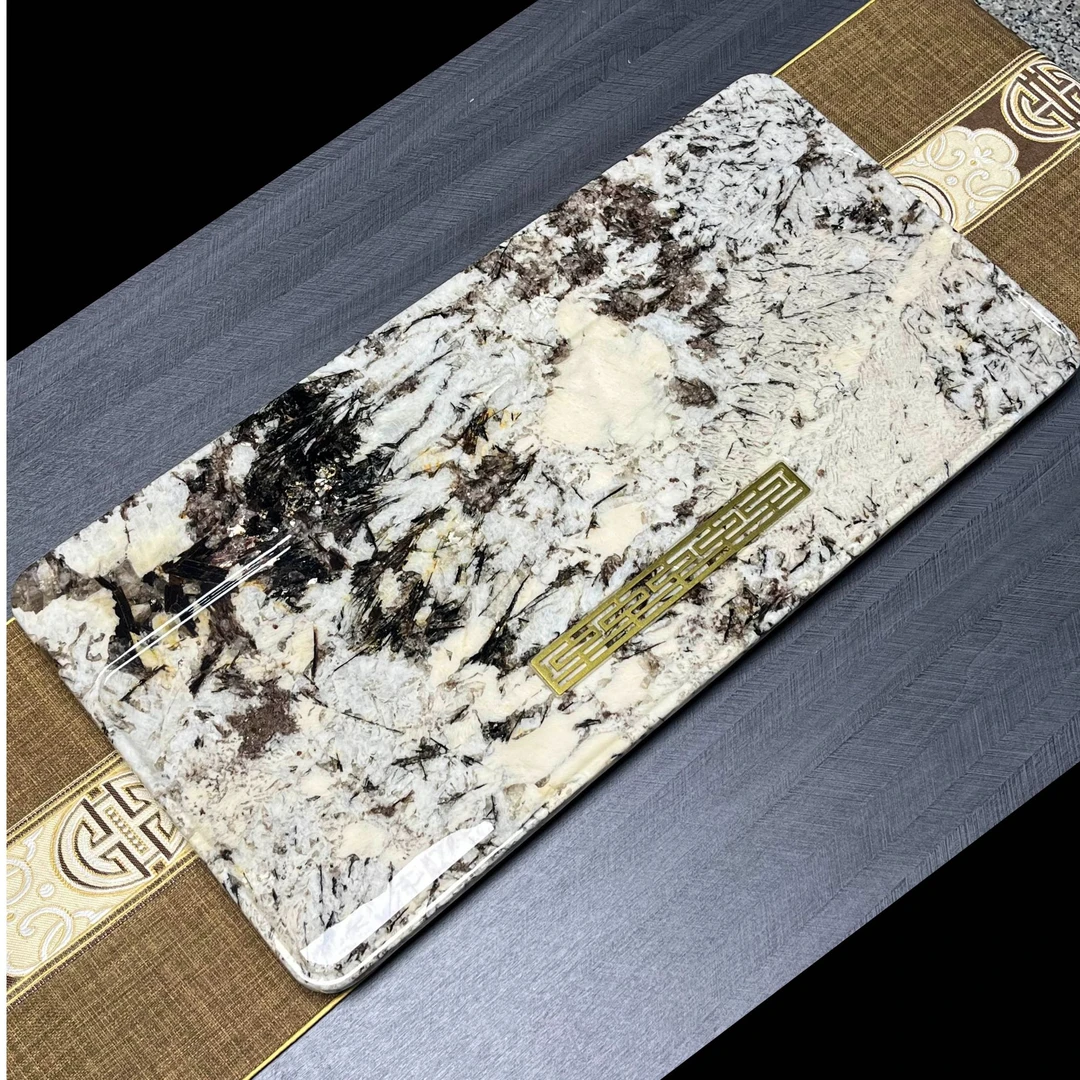 天然奢石湿泡茶盘70*35石材茶具六面烤漆保真正品家用轻奢茶托