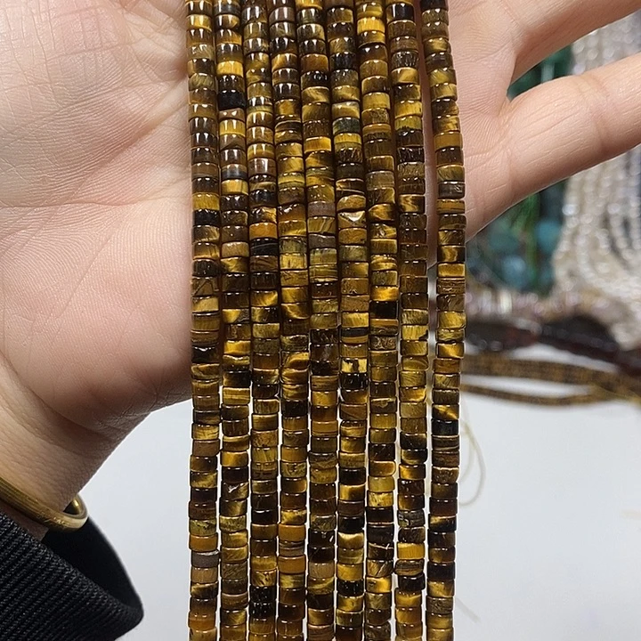 玛瑙/玉髓未镶嵌珠宝半成品天然虎眼隔片卡4*2mm