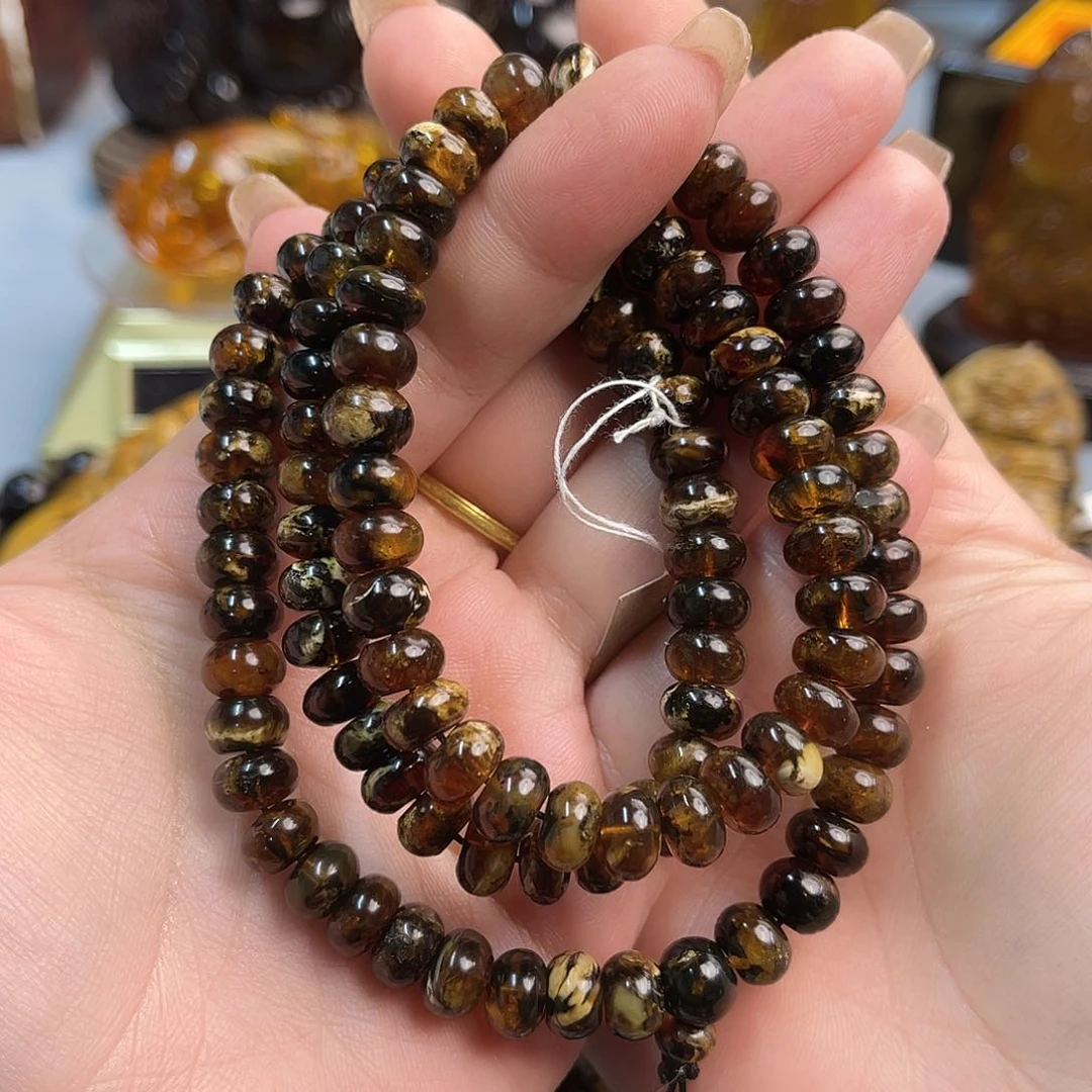 琥珀手链未镶嵌抚顺琥珀8+干白花108