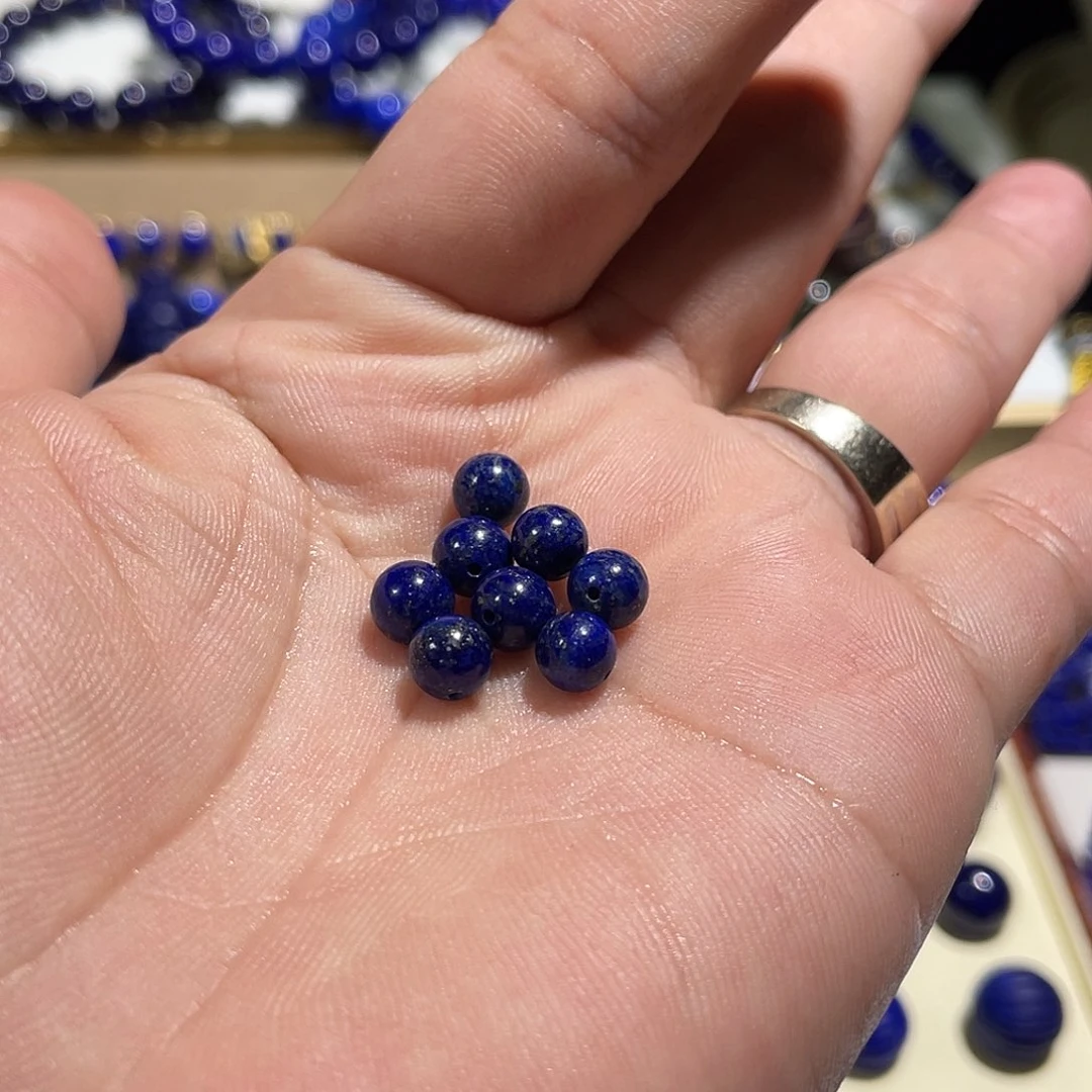 豆***条青金石未镶嵌6mm单珠8颗