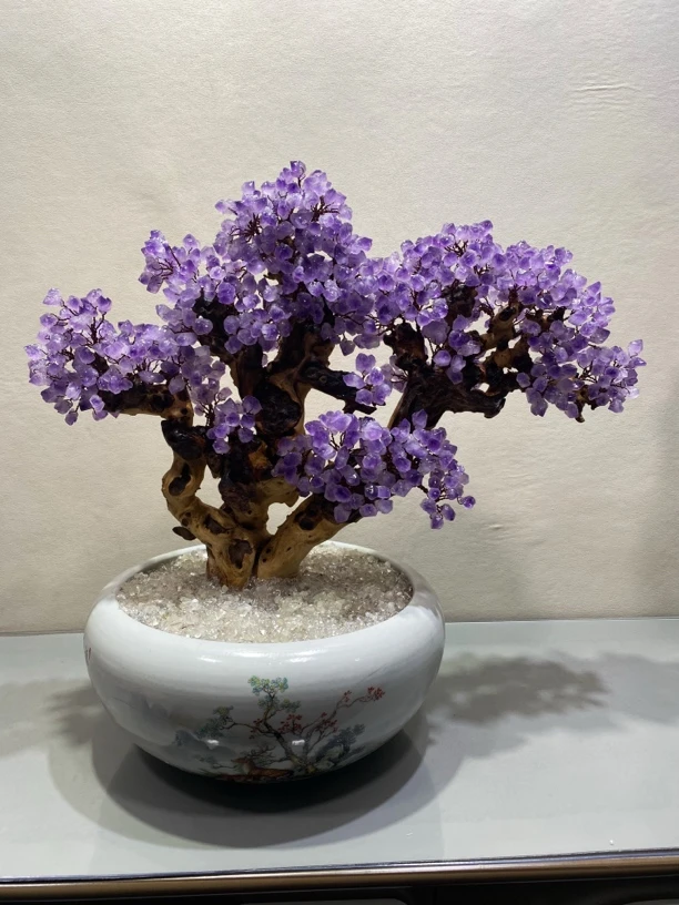 【岩岩原创（孤品）】天然紫水晶树摆件原木家居禅意玄关家居办公
