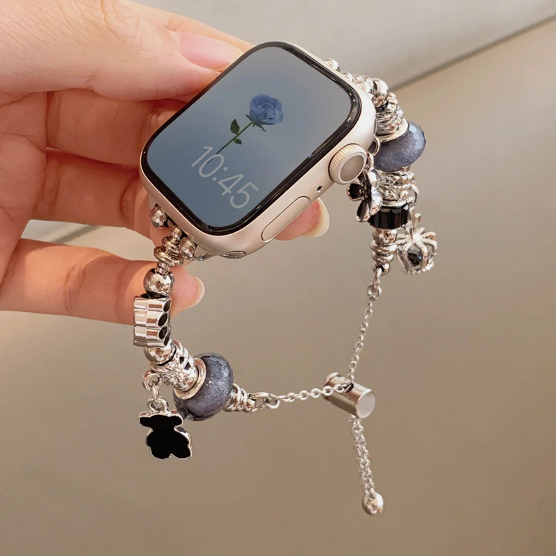 iserisewatch适用applewatchs10表带金属潘多拉手链女生透气表带