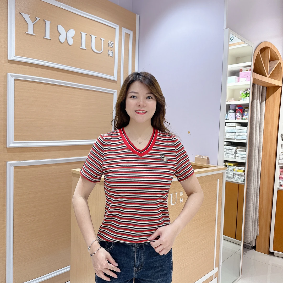 南韩时尚上衣 6-25-1808女夏季修身显瘦洋气气质短袖棉T恤
