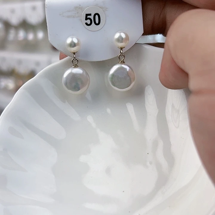 银S925镶嵌耳饰淡水珍珠