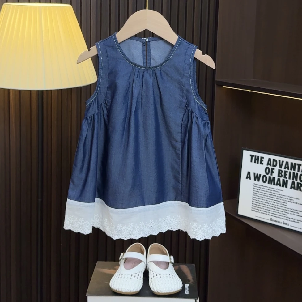 【风荷举】女童夏装2025新款韩系洋气花边背心梭织小衫H210850