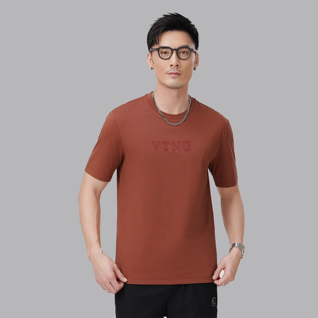 【树邦实体精品】2026新款夏季高奢时尚凉感透气短袖休闲男圆领T恤