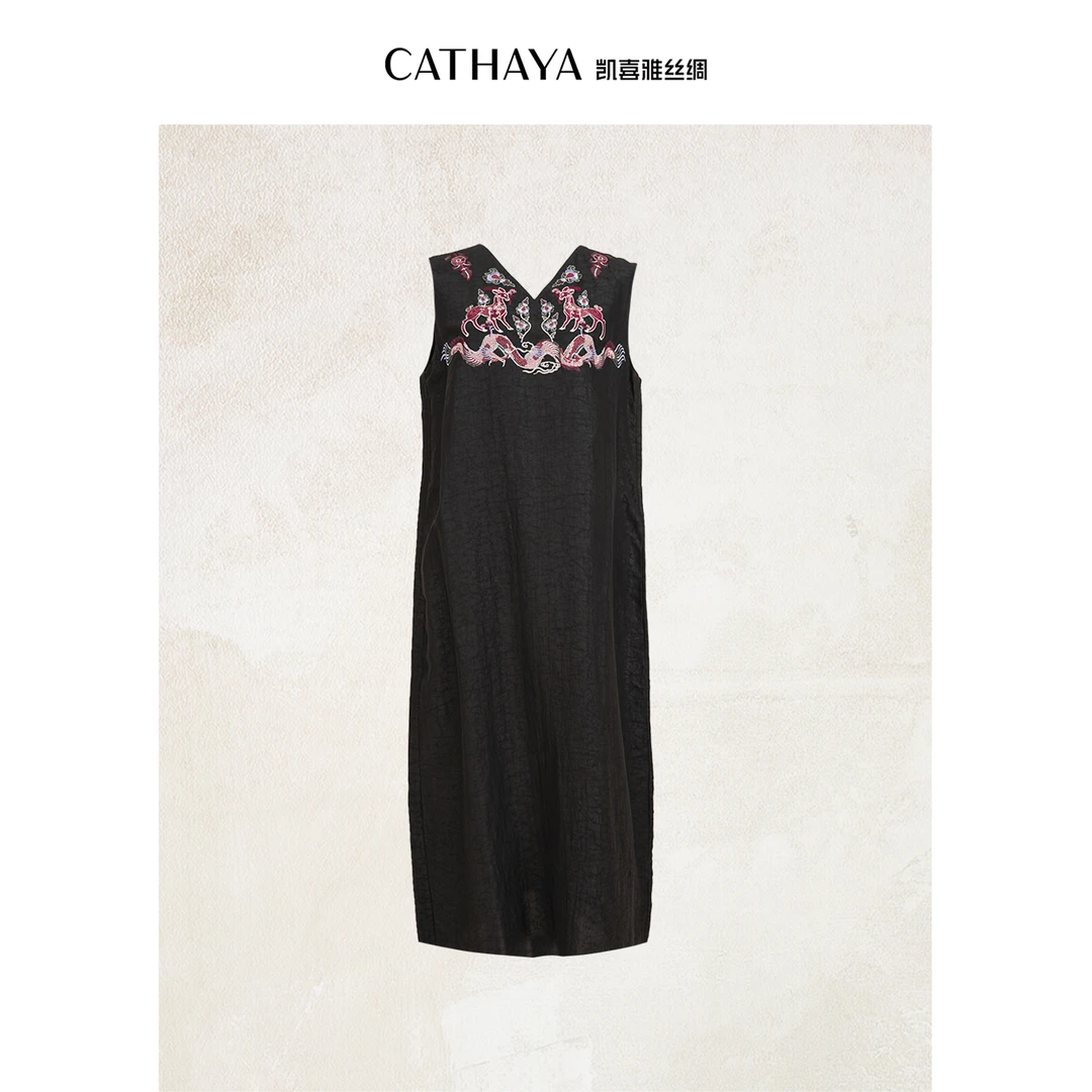香云纱圆领无袖连衣裙【CATHAYA/凯喜雅】SIK2FLJM641