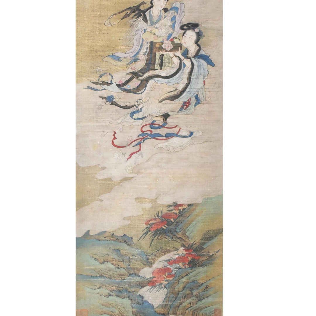 HM9238 天女散花 127×43 绢本立轴 4.9平尺