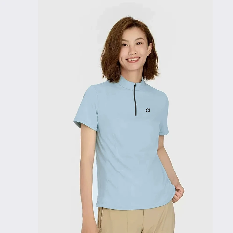 alodoit户外运动短袖立领T恤 运动速干导汗透气清爽上衣时尚休闲