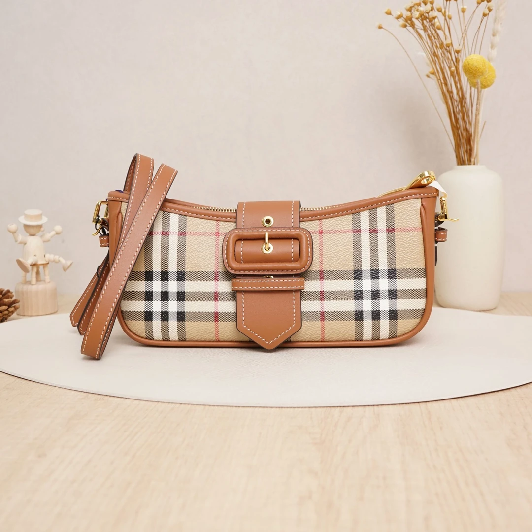 95新 BURBERRY/博柏利 博百利经典格纹腋下包单肩包/DS027579