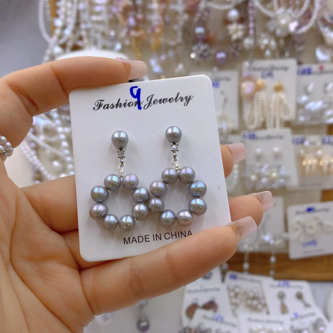 淡水珍珠耳饰银S925镶嵌