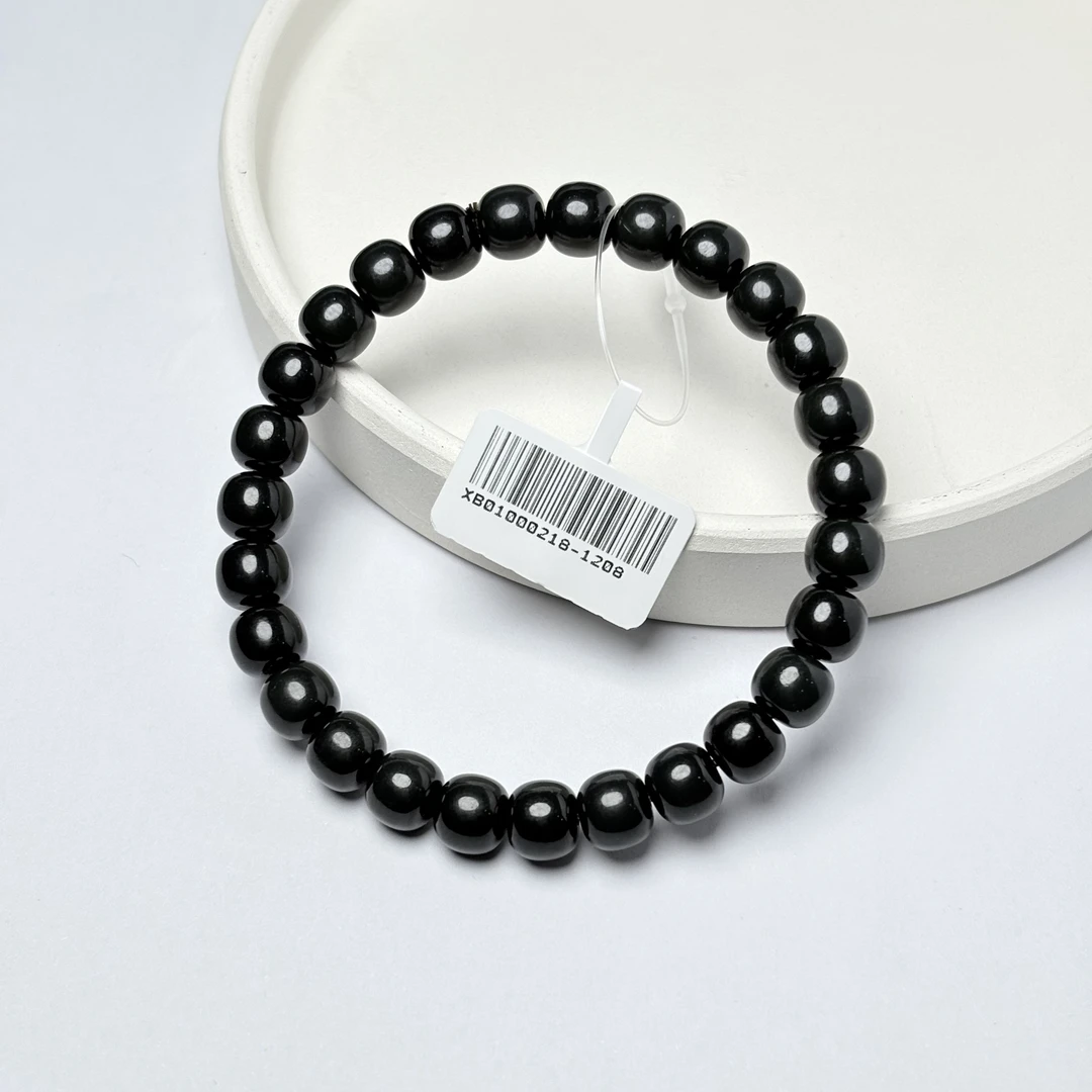 【吉玉0218-1208】和田玉黑青手串7x8mm