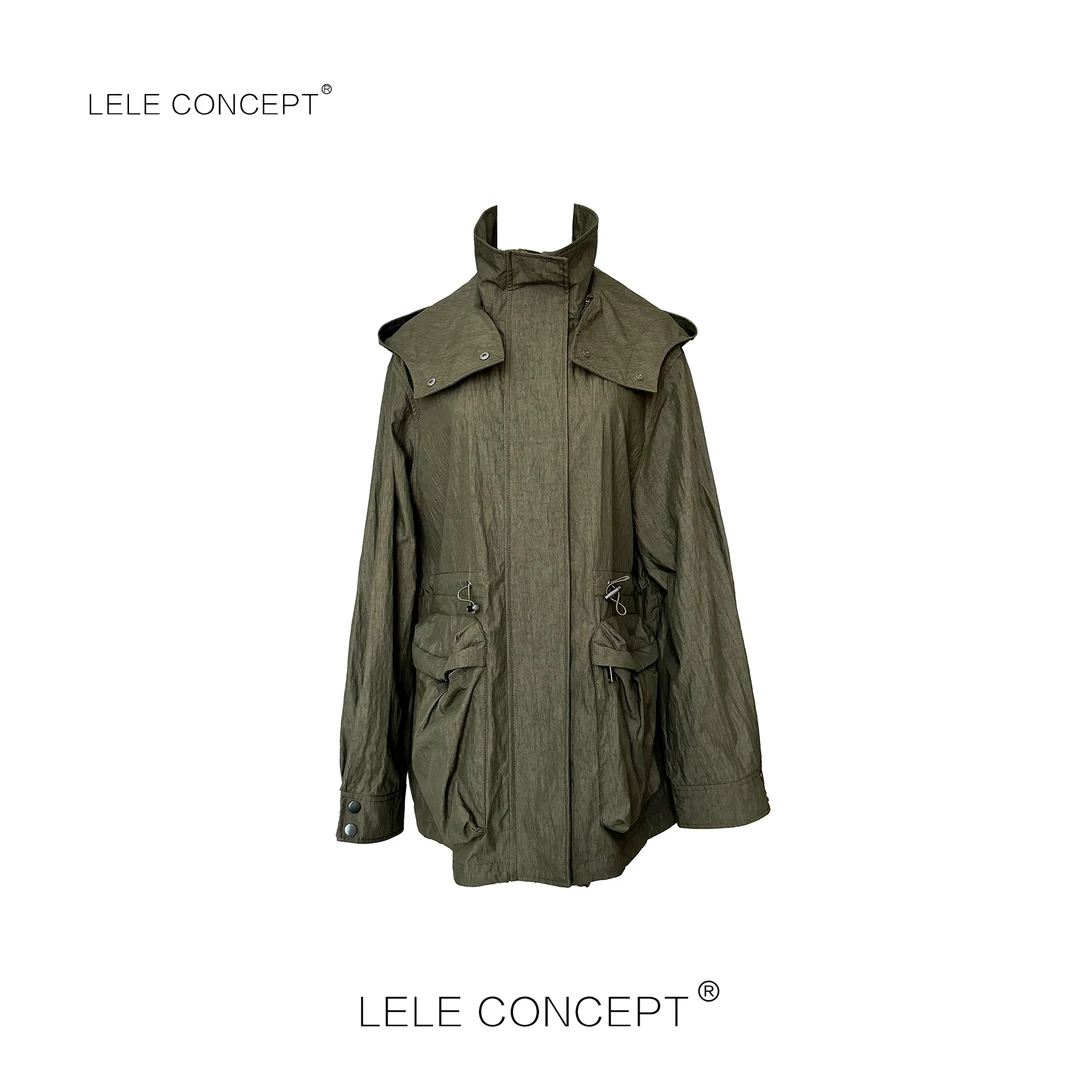 LELE CONCEPT丨都市休闲减龄款抽带连帽款冲锋衣外套Y0668