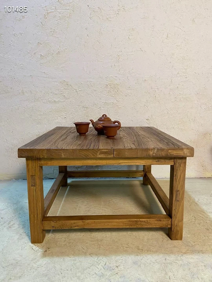 老榆木八仙桌实木正方形方桌中式明清仿古小矮桌子家用餐桌椅组合