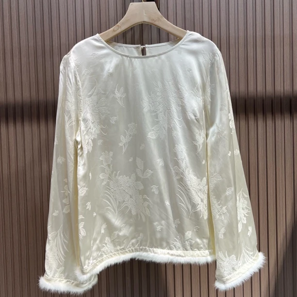 617 水貂毛拼接衬衫