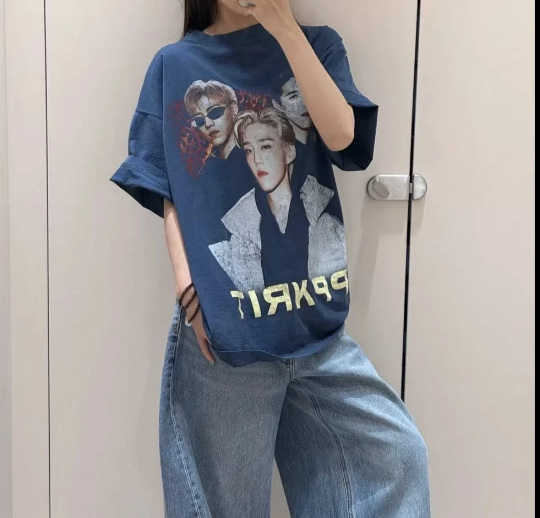 小巴风格PP明星短袖T恤时尚百搭男女同款经典款