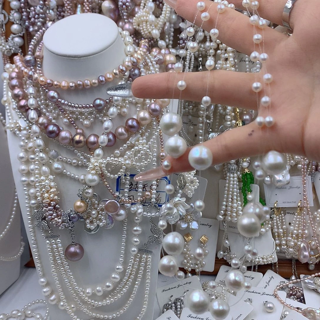 R***y项链耳饰淡水珍珠银S925镶嵌