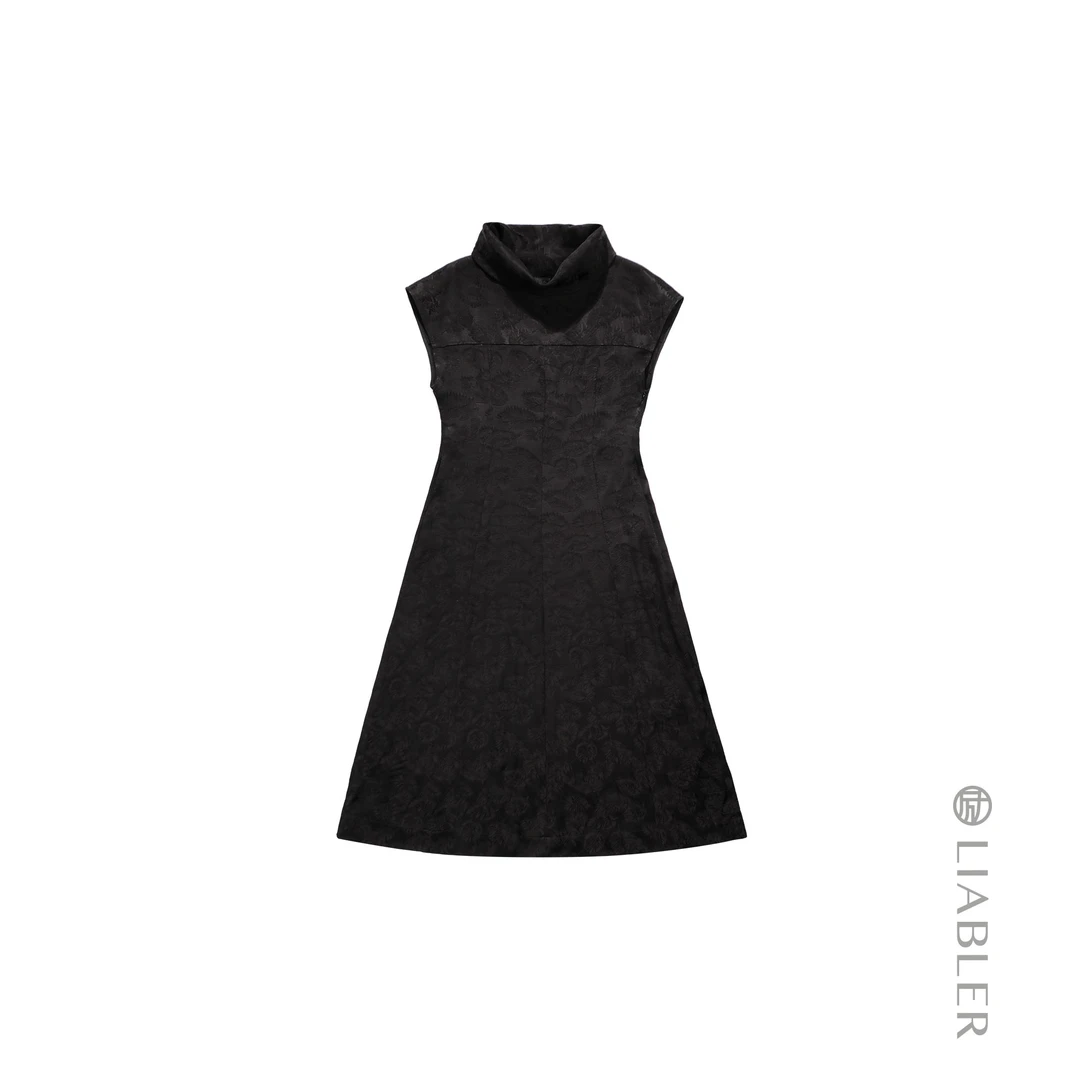 LIABLER【溪间花】25春夏垂坠感提花堆领无袖连衣裙 LSS25119D