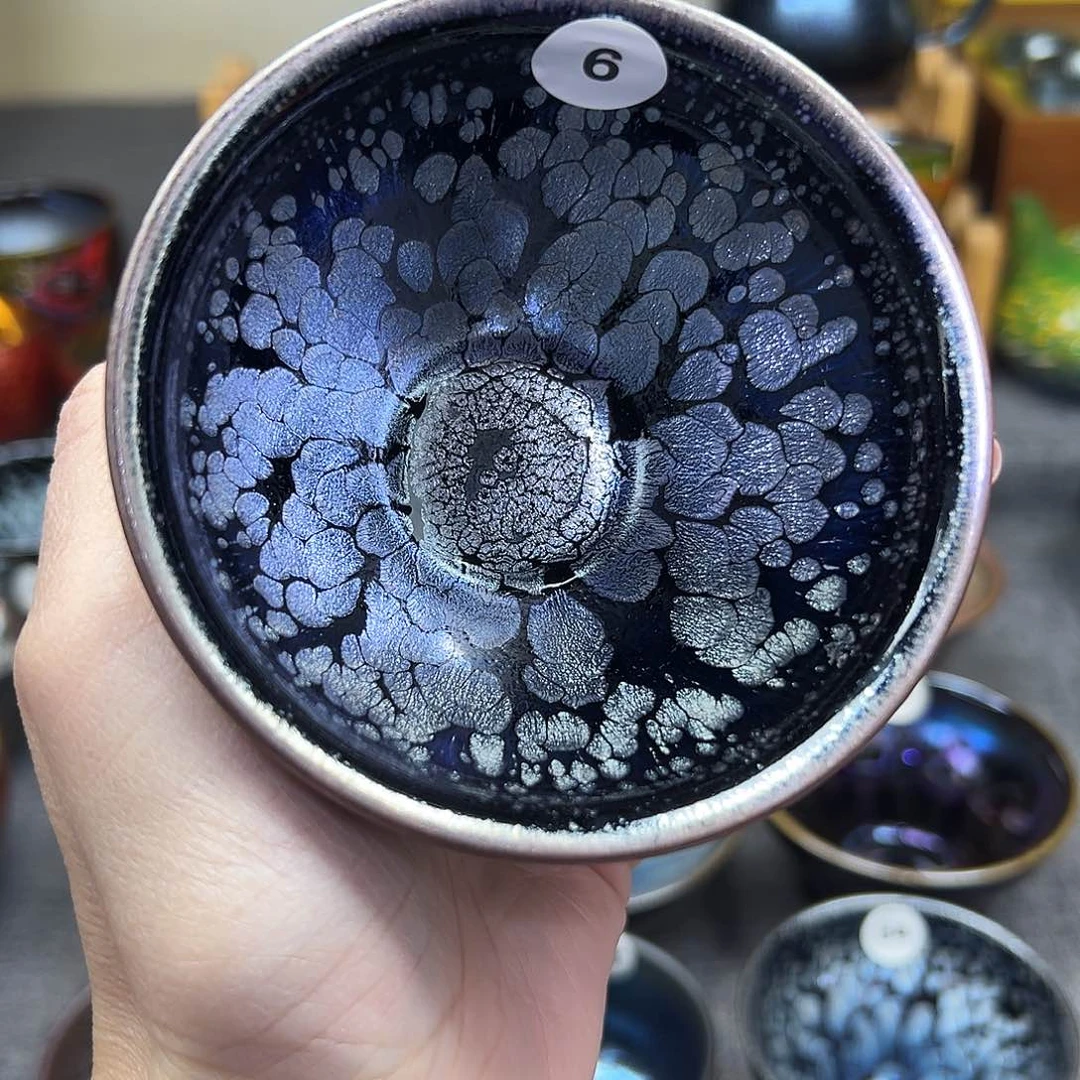 茶盏黑牡丹束口杯