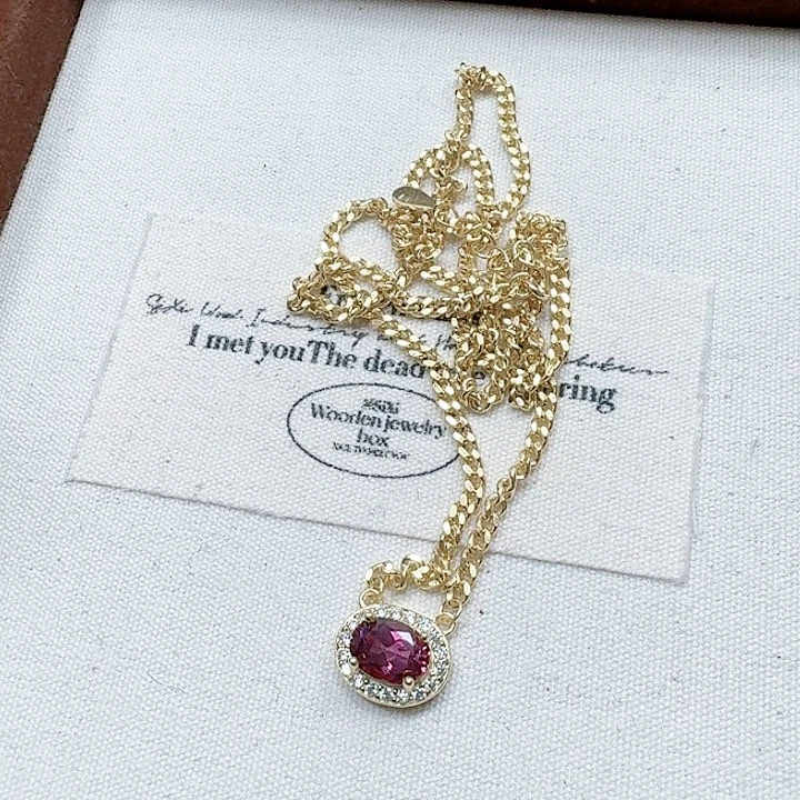 石榴石颈饰银S925镶嵌吊坠