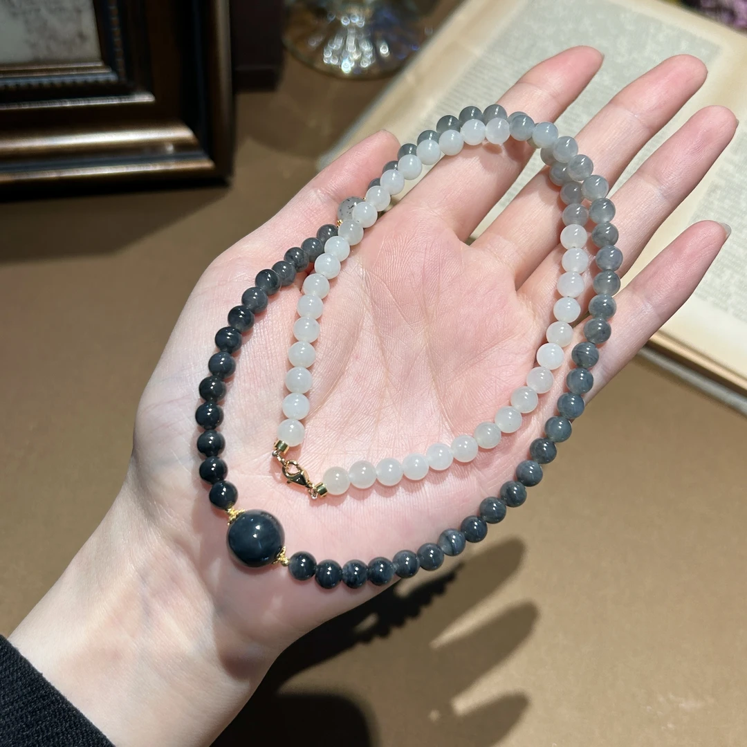 18K金 【青花】和田玉项链  245686-56 多样性发其一 ，总长约56cm