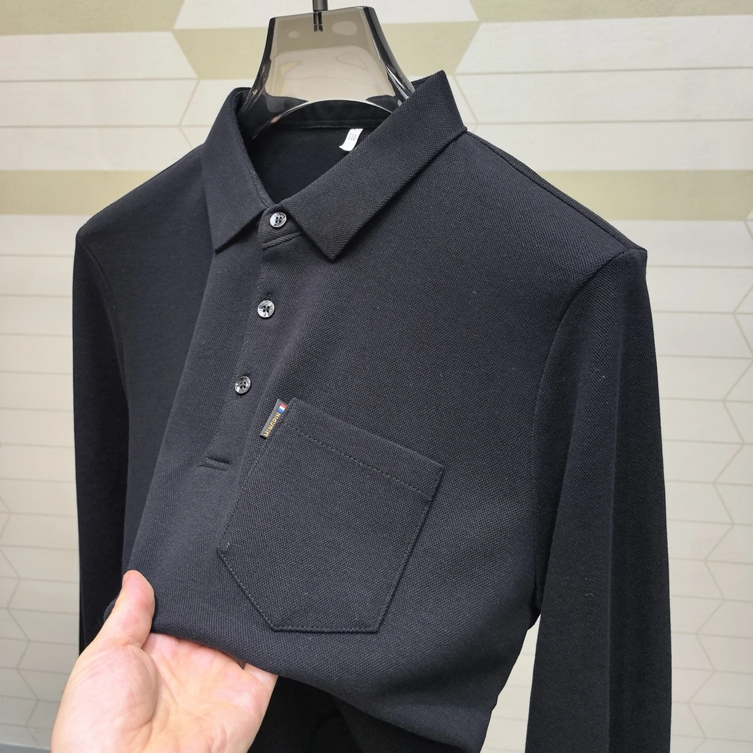 纯棉打底时尚翻领大码宽松体恤衫男款2026秋冬新款百搭长袖POLO衫