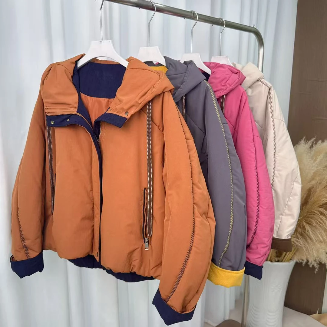 厚款刺绣棉服连帽款式韩版棉衣外套