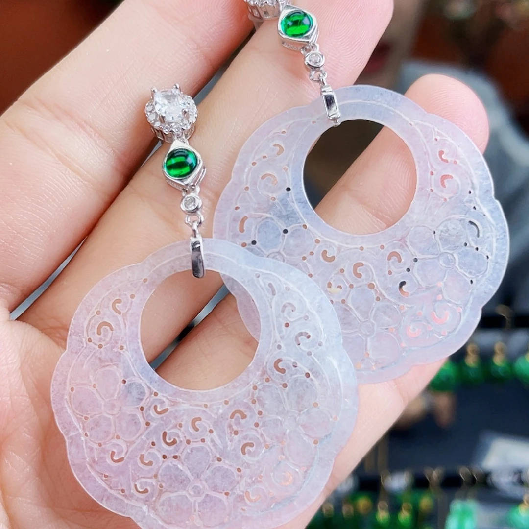 翡翠银S925镶嵌耳饰