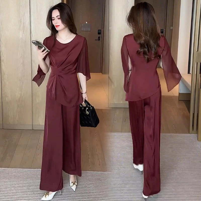 时尚气质阔腿裤套装女2025夏季新款感洋气遮肚两件套