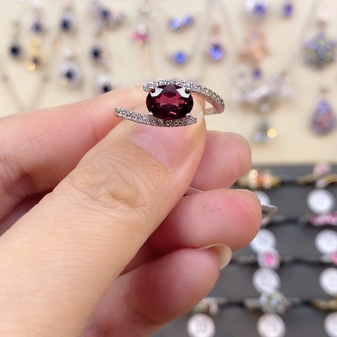 石榴石（紫牙乌）戒指银S925镶嵌